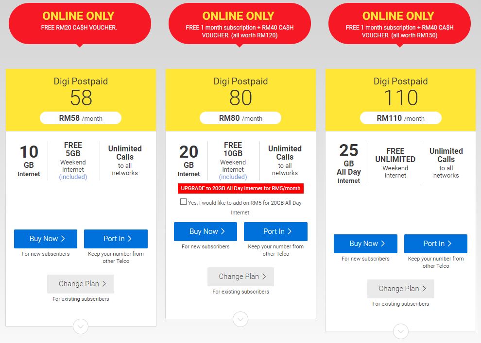 Digi's new Postpaid 58 Plan comes with 10GB of data and free calls to