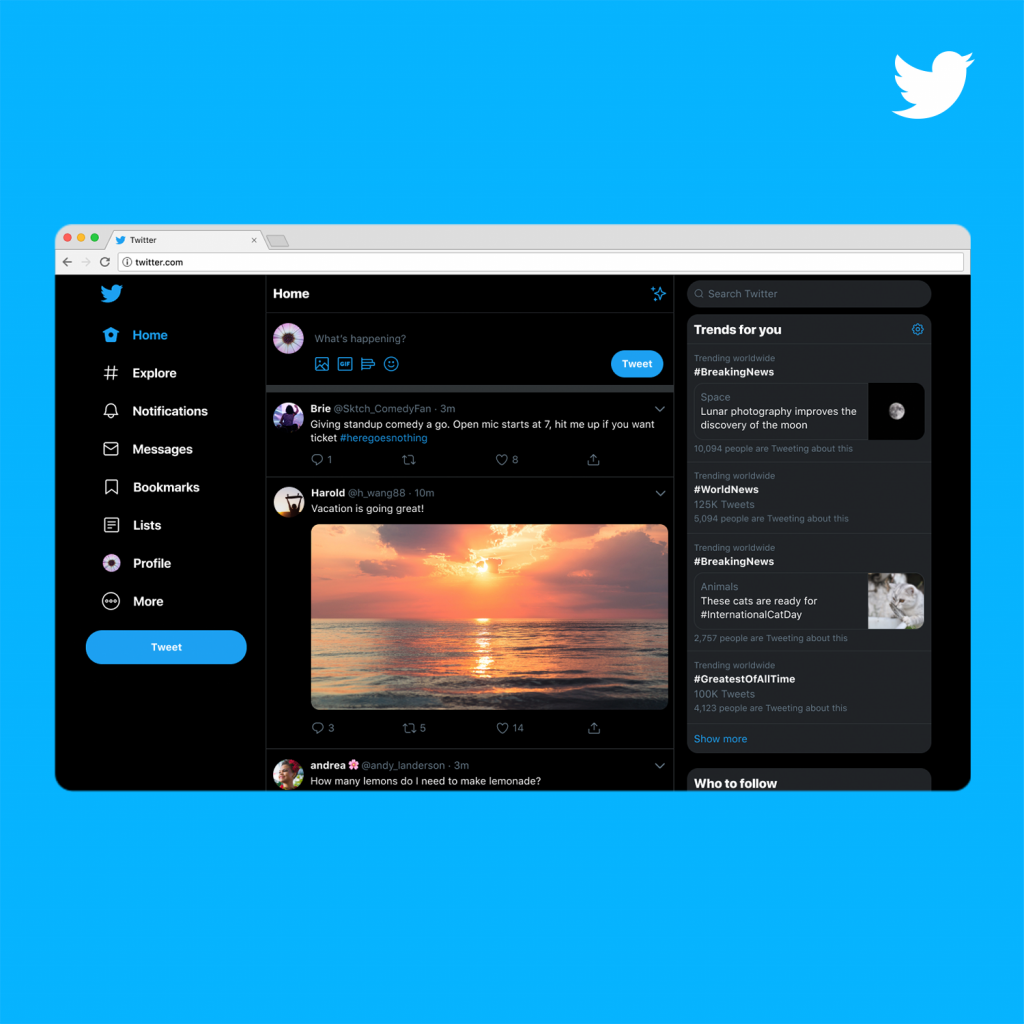 Desktop explorer. Новый Твиттер. Twitter новый дизайн. Твиттер дизайн. Твиттер десктоп.