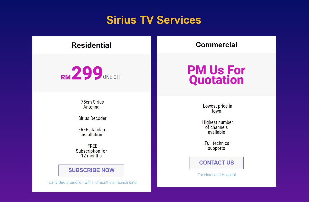 Sirius TV set to rival Astro with 12 month free subscription and RM20