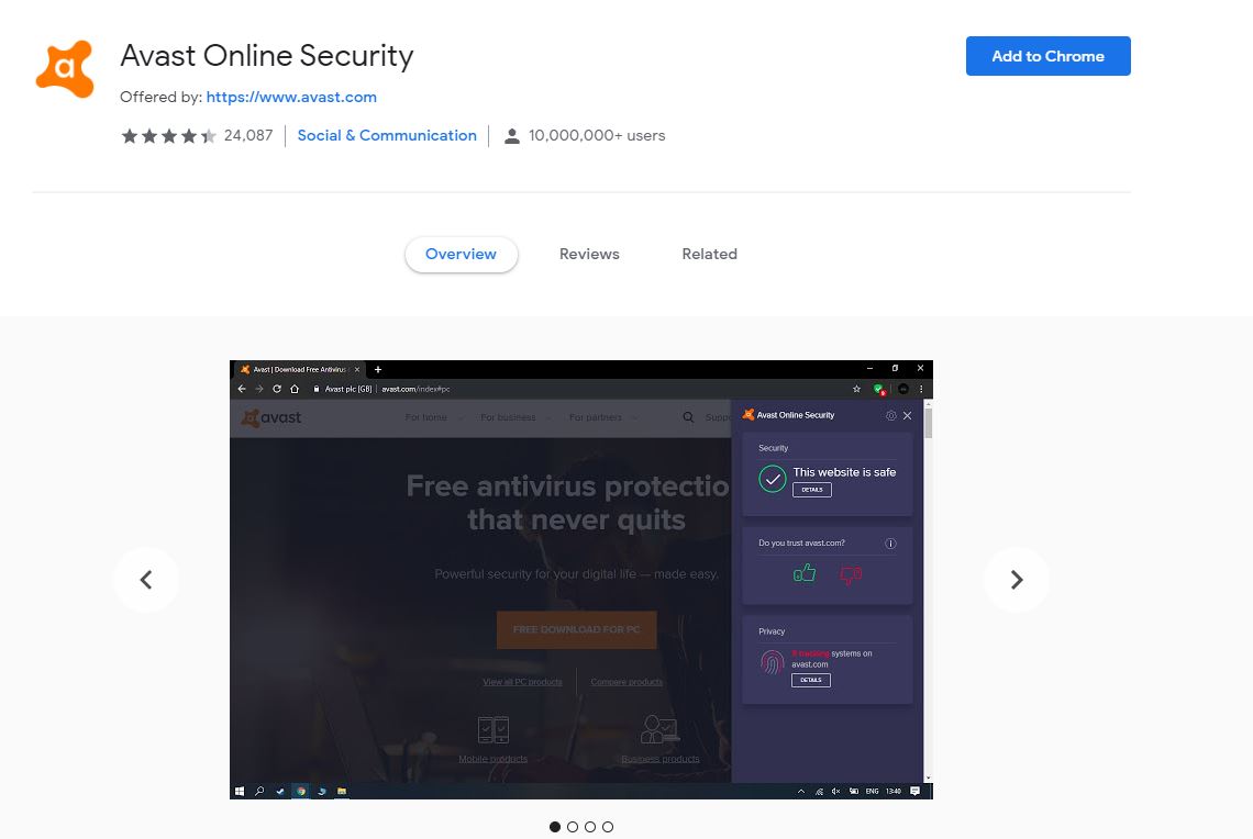 disable avast browser extension