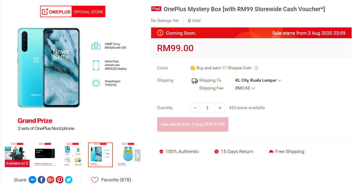 OnePlus Nord RM99 mystery box shopee