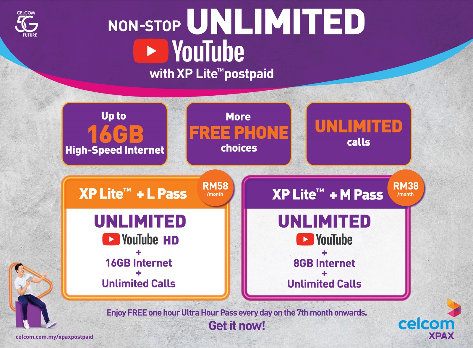 XP LITE, CELCOM, UNLIMITED YOUTUBE