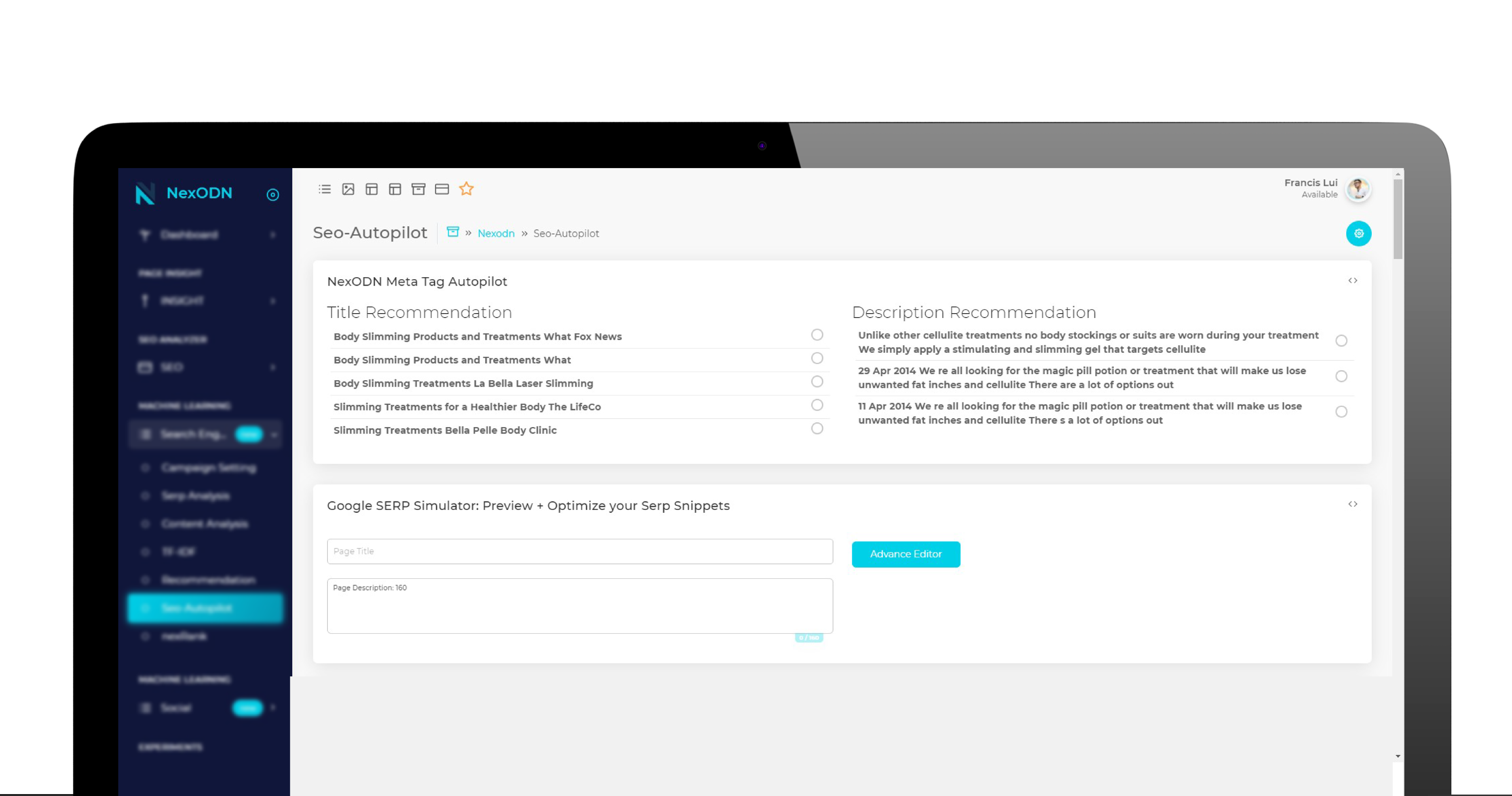 NexODN dashboard