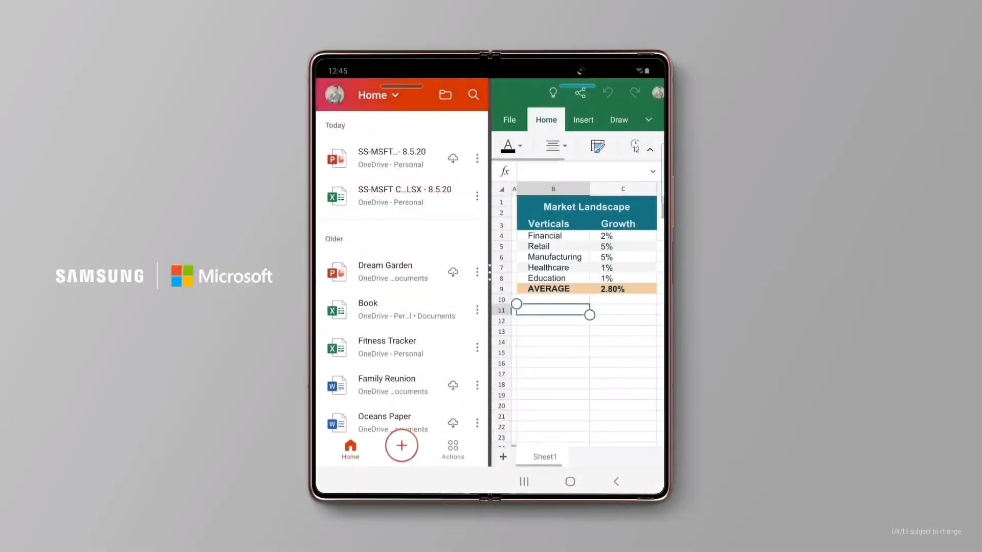 samsung galaxy z fold2 office apps