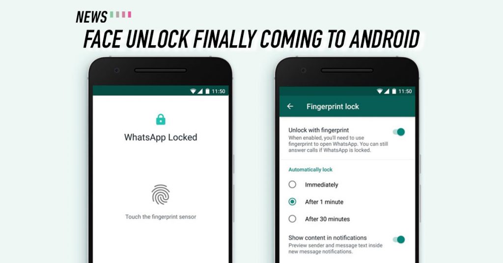 WhatsApp, Android, Face Unlock
