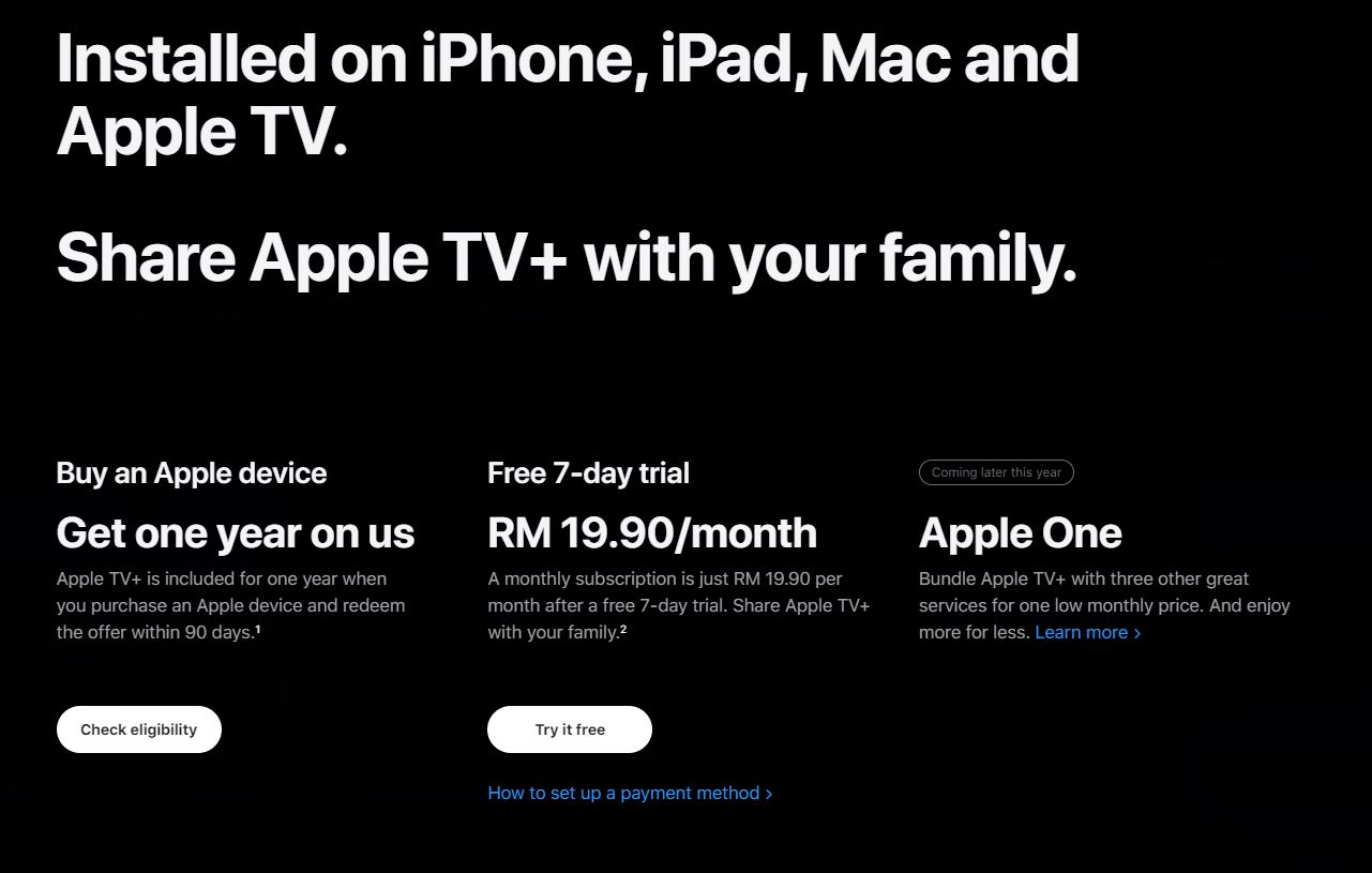 Apple TV+ malaysia price