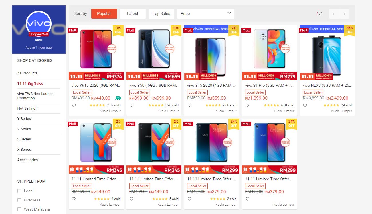 Shopee vivo 11.11 sale 2020