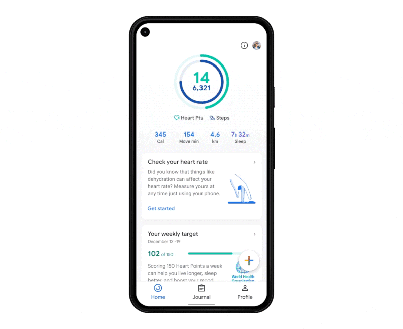 Google Fit measuring heart rate
