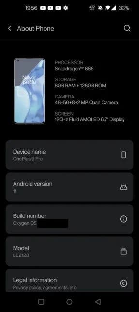 One Plus 9 pro specs