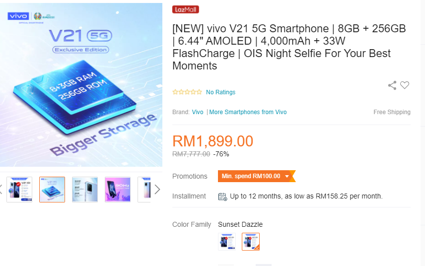 vivo v21 5g lazada