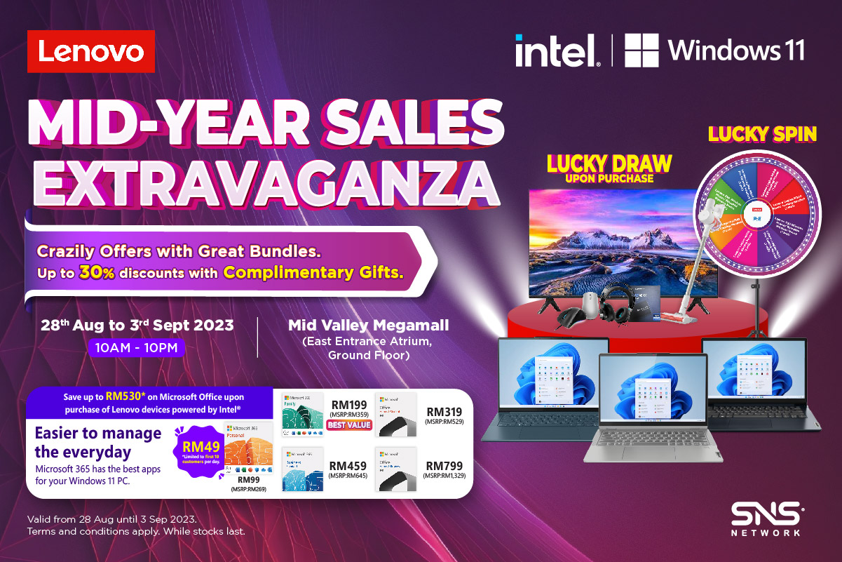 Discover great laptop deals at the Lenovo Roadshow on 28 August till 3 September 2023 in Mid Valley Megamall thumbnail