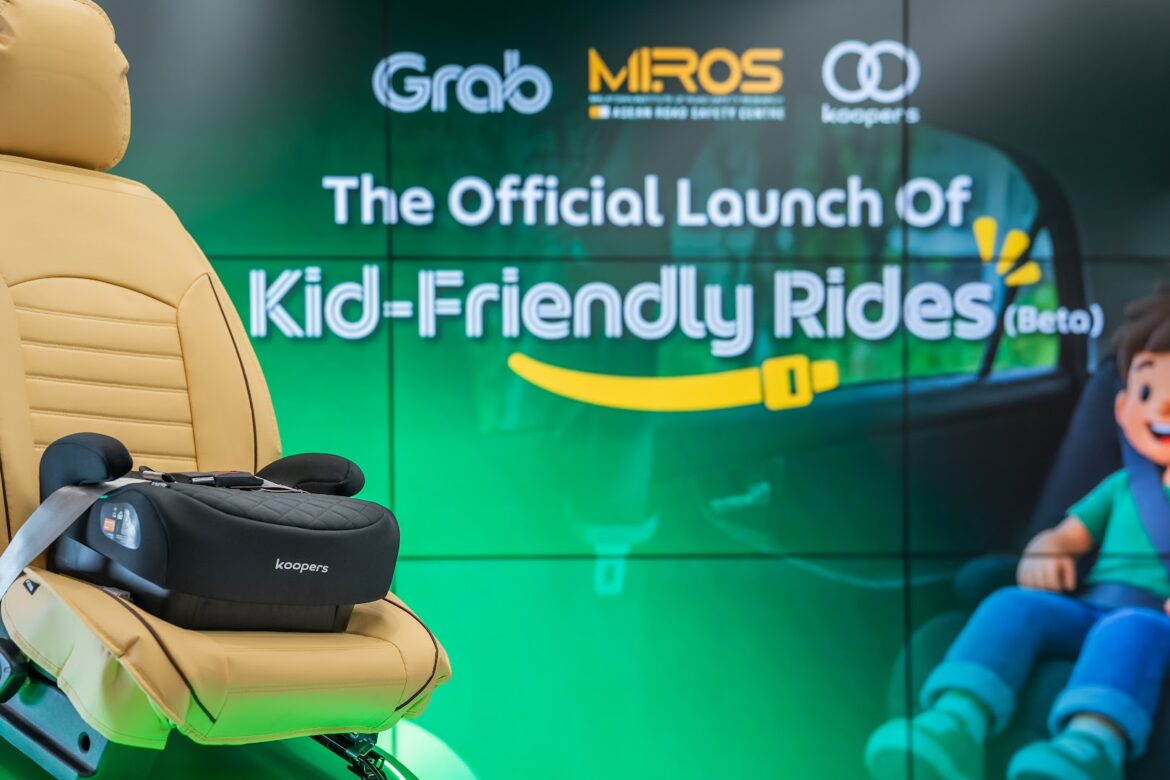 Koopers booster seat displayed at the Grab Kid-Friendly Rides launch