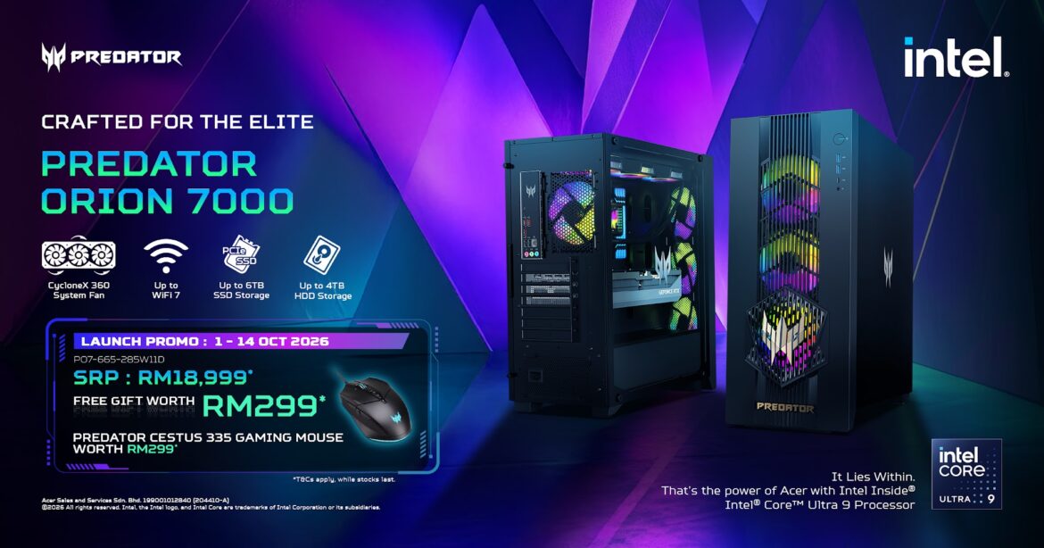 Acer Predator Orion 7000 gaming desktop with Intel Core Ultra 9 and GeForce RTX 5080