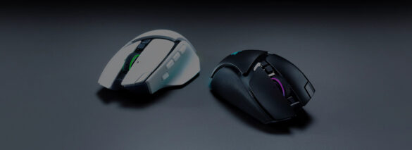 Razer Basilisk V4 Pro gaming mouse in black and white