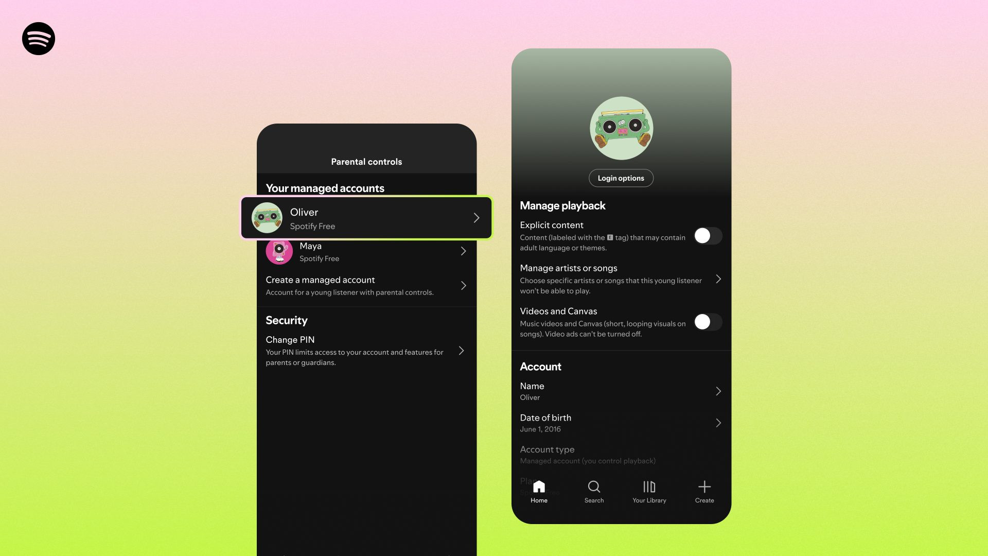 Spotify managed accounts for families official visual